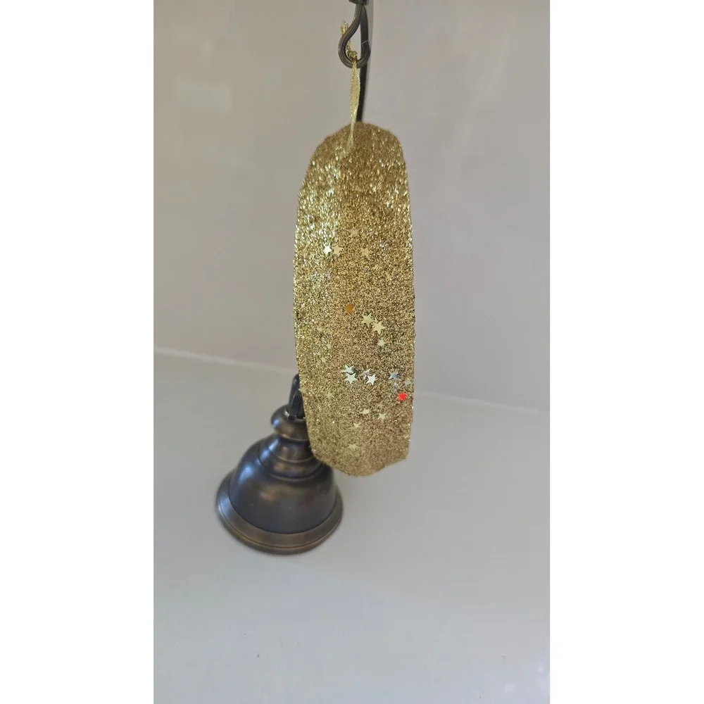 New Kurt Adler Gold Glitter Crescent Moon Man in Moon Christmas Orn styrofoam